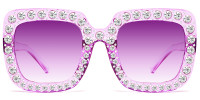 Square Purple Rhinestone Sunglasses