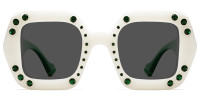 Geometric White&Green Sunglasses